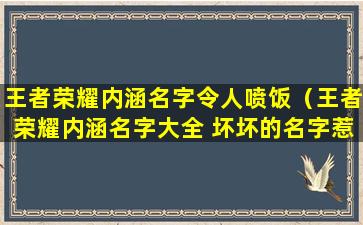 王者荣耀内涵名字令人喷饭（王者荣耀内涵名字大全 坏坏的名字惹人爱）